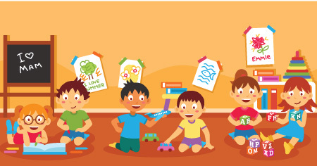 Crianças brincando em um espaço divertido